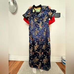 Elegant Navy Blue Floral kimono style dress